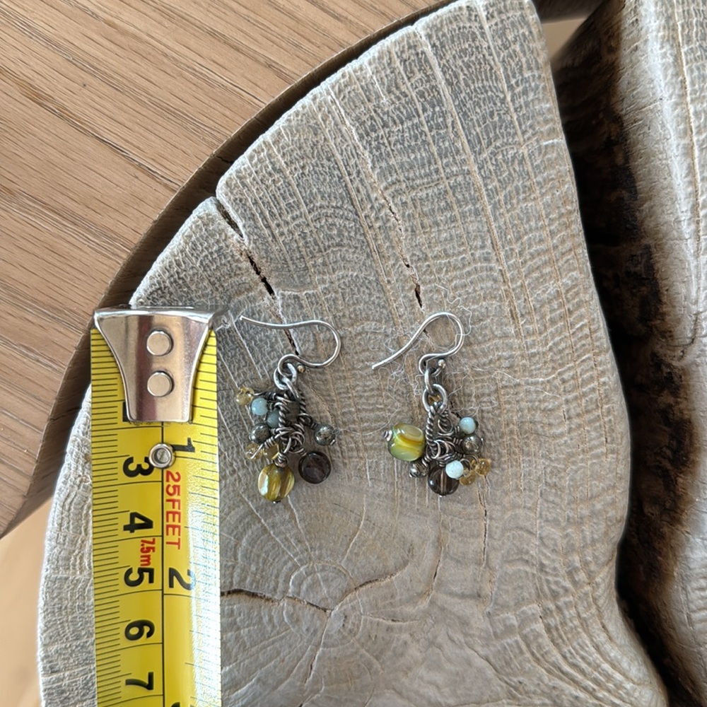 Silpada Amber Green Pearl Ammonite Sterling Silver Cha Cha Earrings - Picture 7 of 10